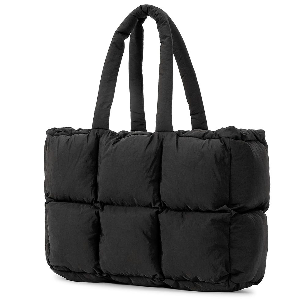 Black Puffer Quilted Winter Shoulder Tote